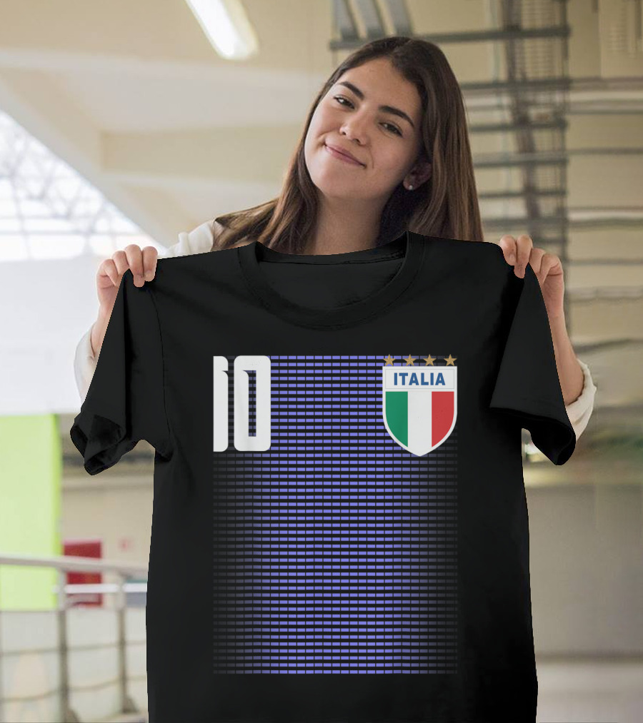 Italia Italian Italiano Italy Calcio Soccer Jersey Number 10 Crest With Stars T-Shirt
