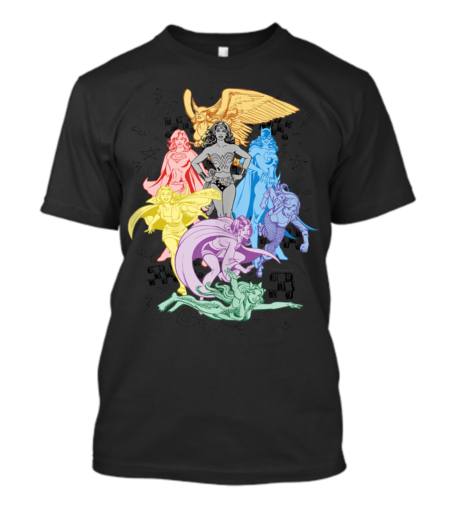 Justice League Super Heroes In Vibrant Rainbow Colors T-Shirt