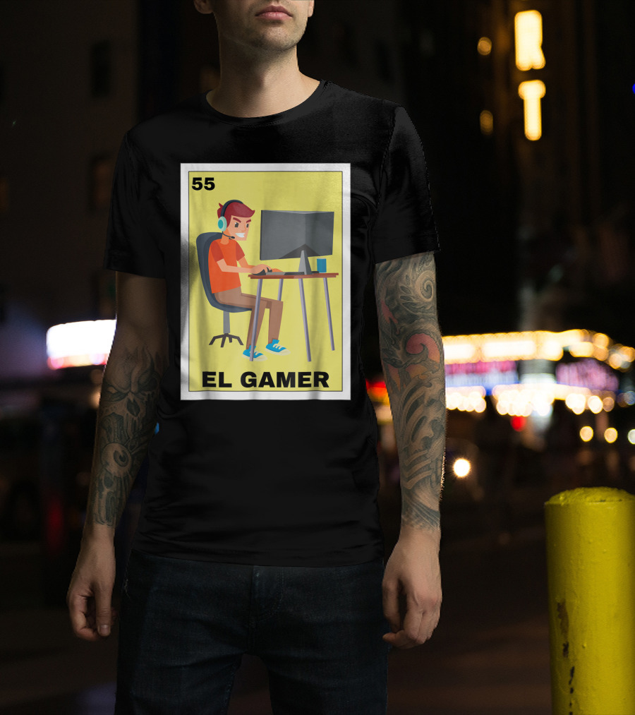 55 Loteria El Gamer Mexican Video Game Card T-Shirt