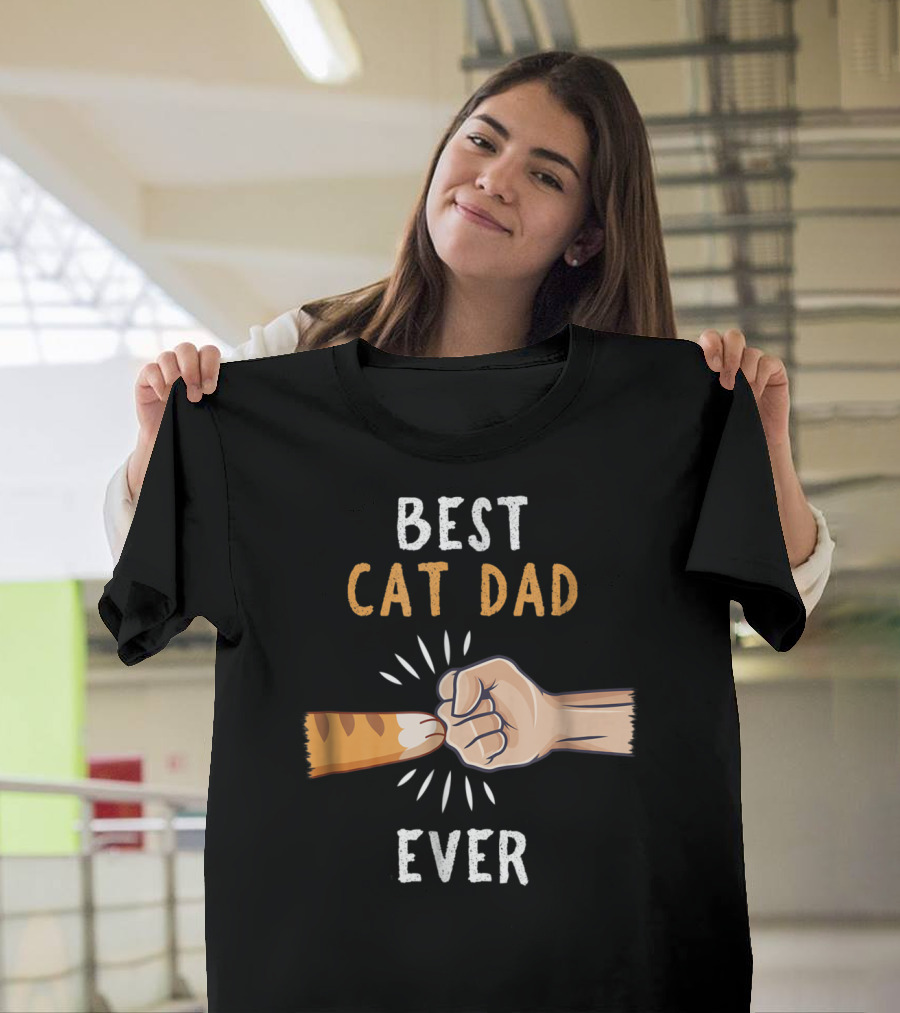 Best Cat Dad Ever Paw Fist Bump T-Shirt