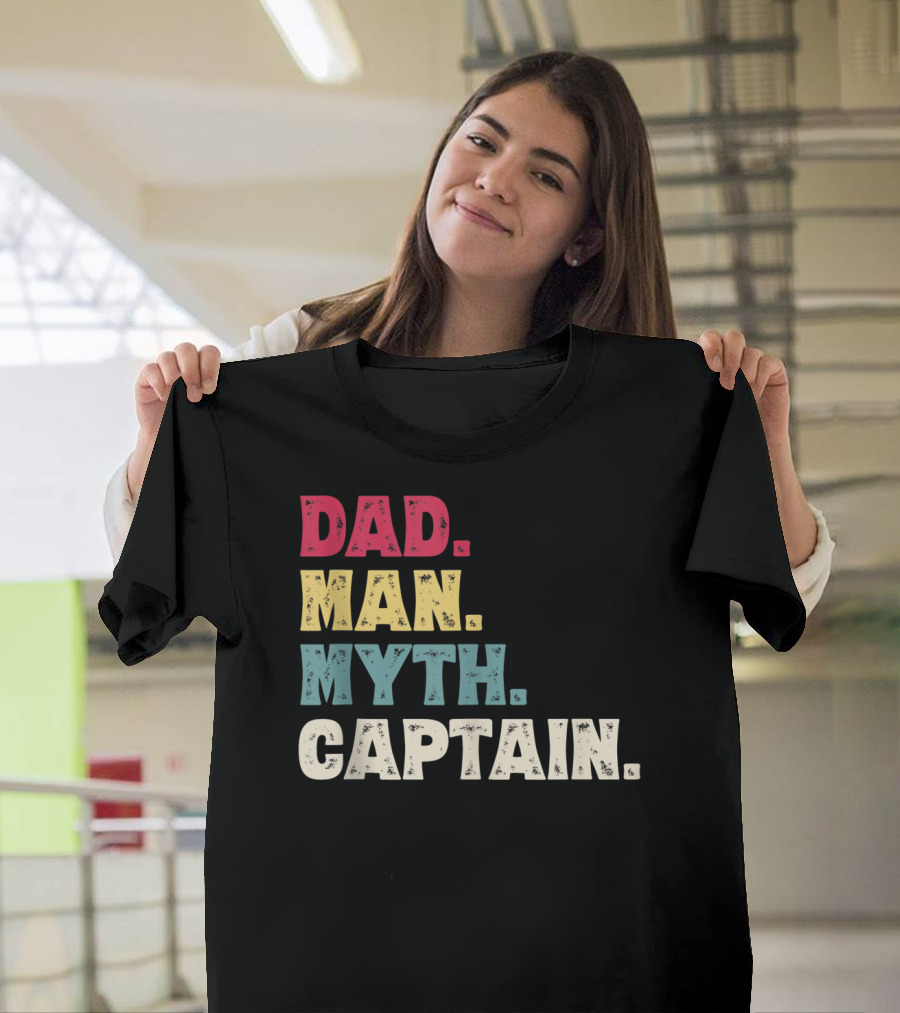 Dad Man Myth Captain Funny Father's Day Vintage T-Shirt
