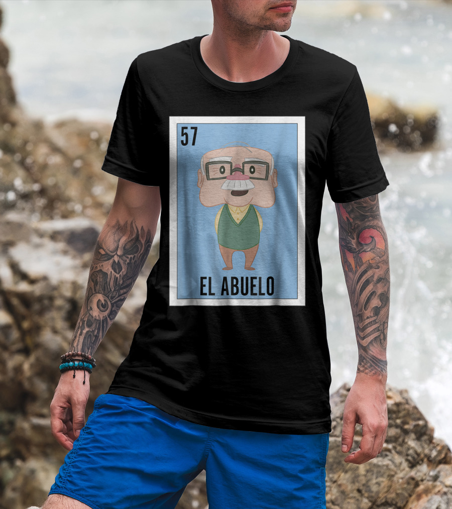 Mens Mexican Loteria El Abuelo 57 T-Shirt