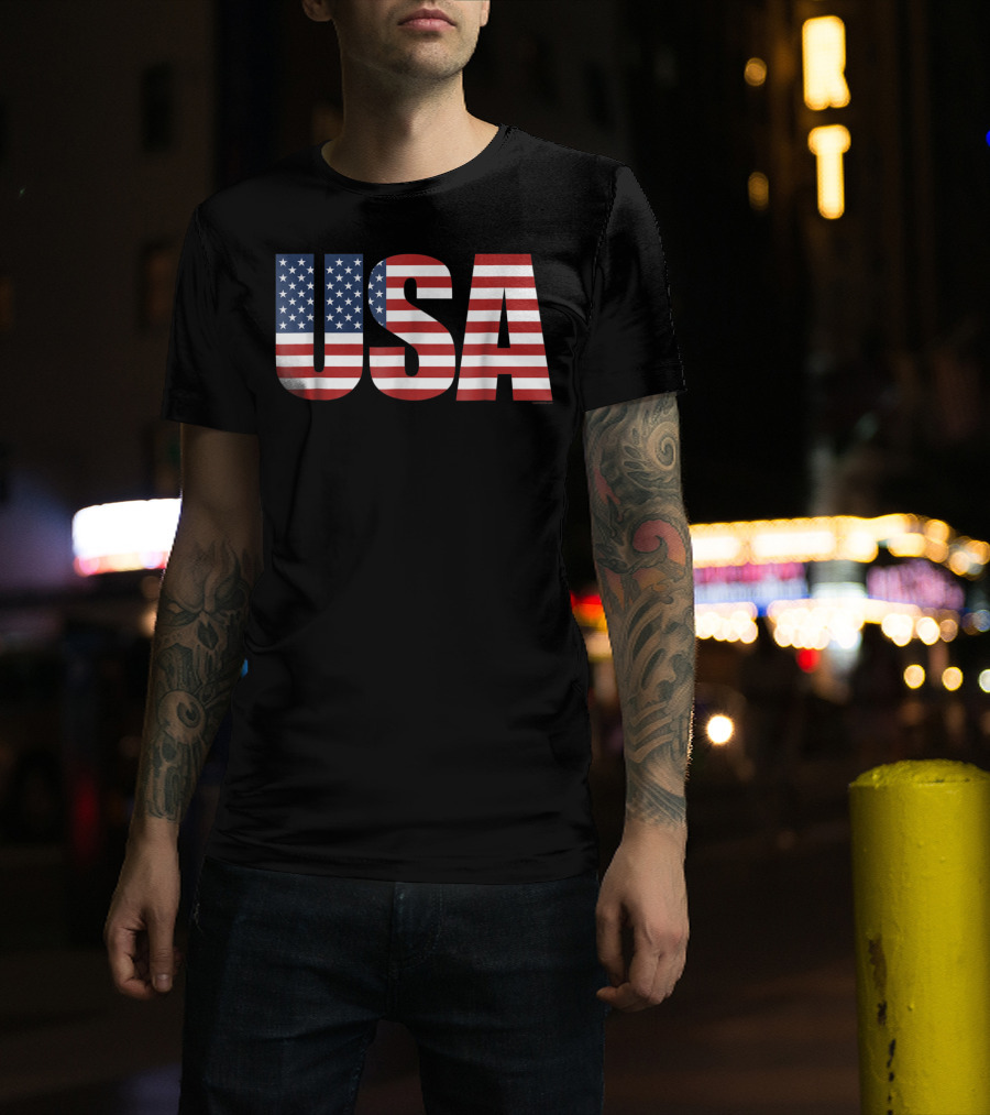 USA American Flag Patriotic Men T-Shirt