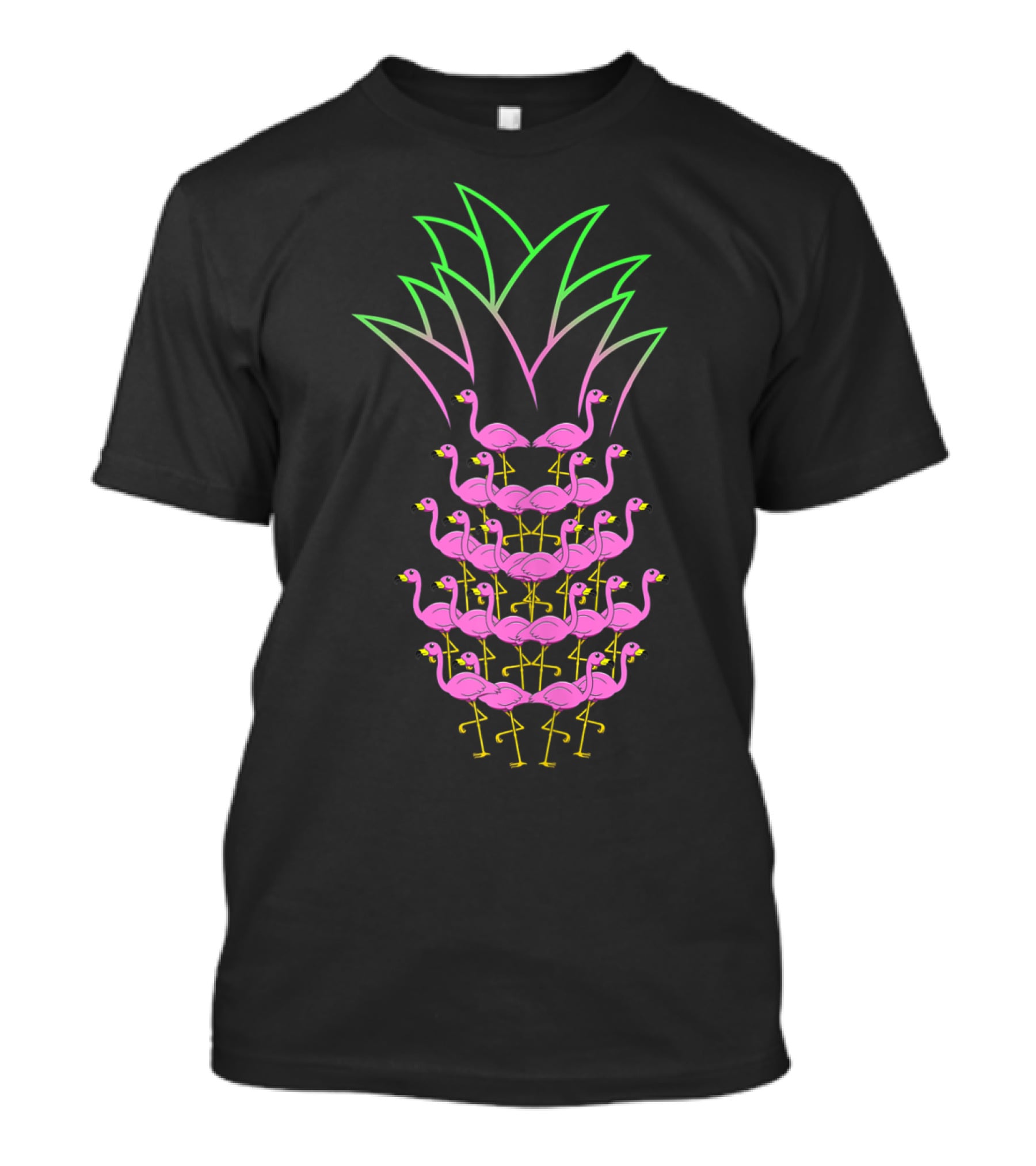 Pineapple Flamingo Neon Stack Formation T-Shirt