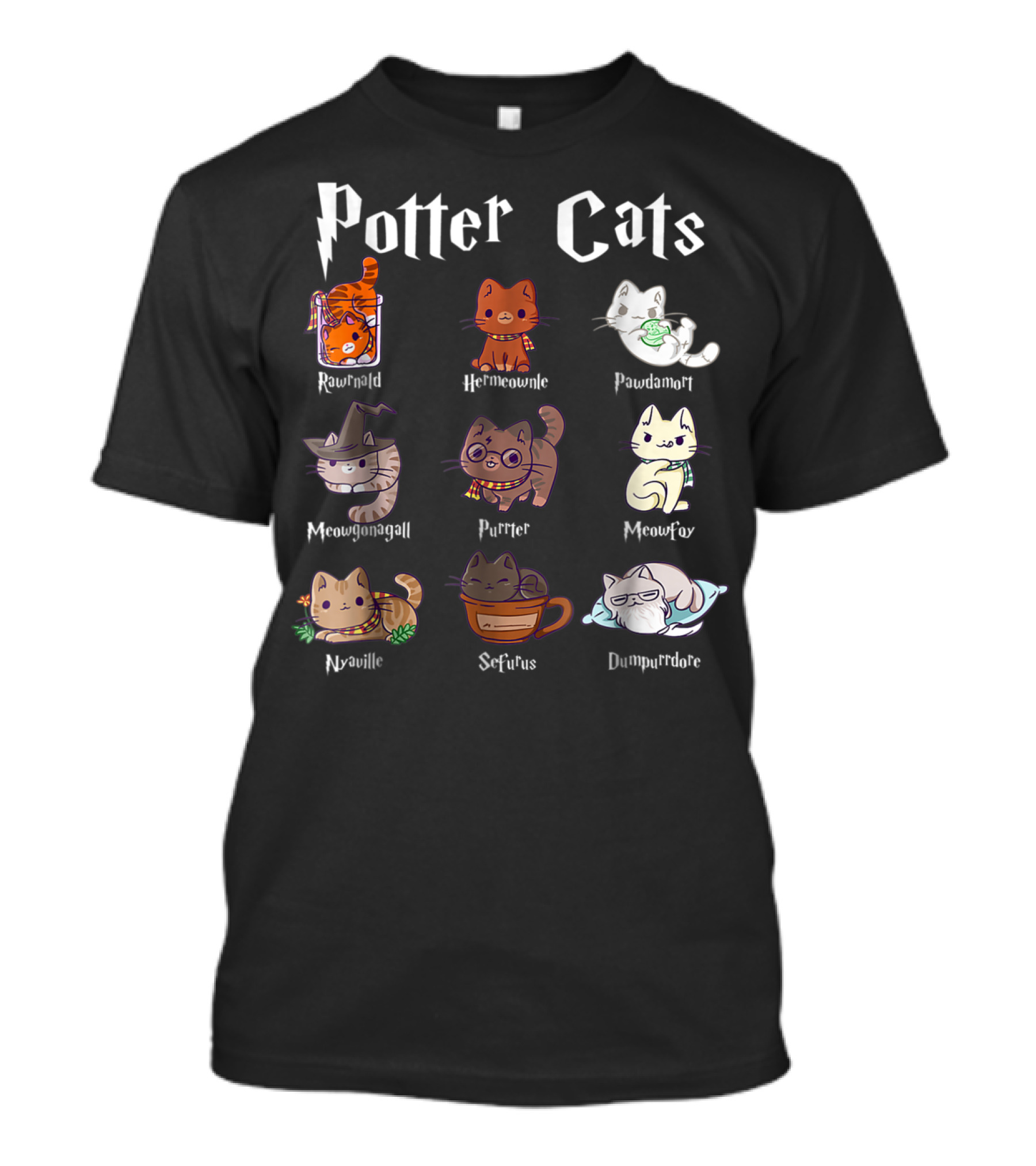 Potter Cats Pawter Kitten Purrfect Meowgonagall Hermiaownle Dumblepurr Pawdamort T-Shirt