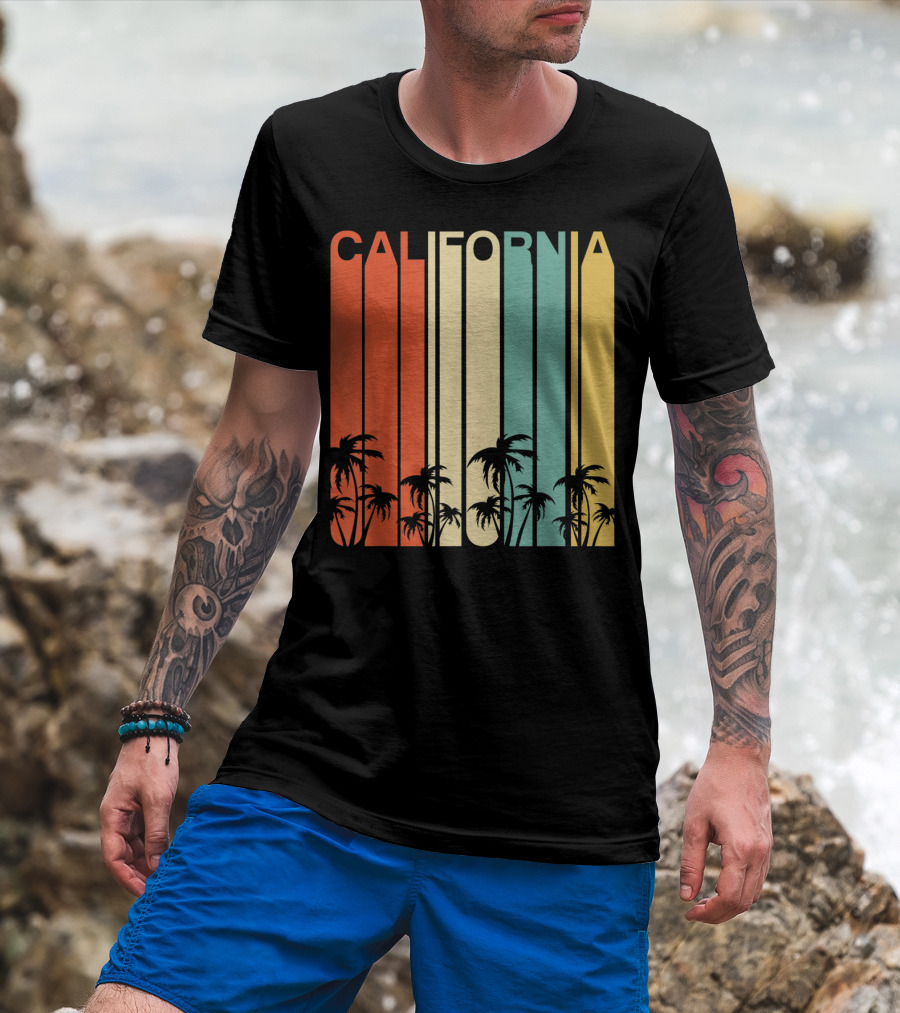 California Retro Surf Vintage 80s Beach Palms T-Shirt
