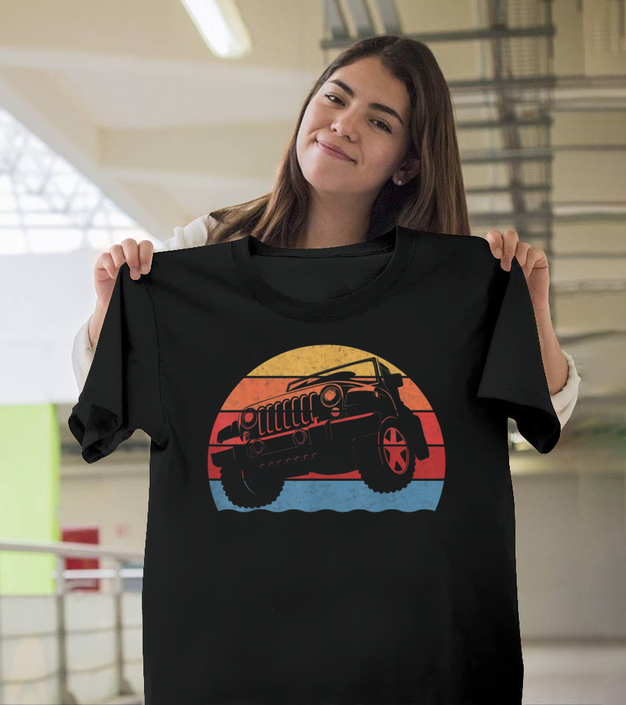 Retro Vintage Jeeps Great 4x4 70s Sunset Stripes T-Shirt