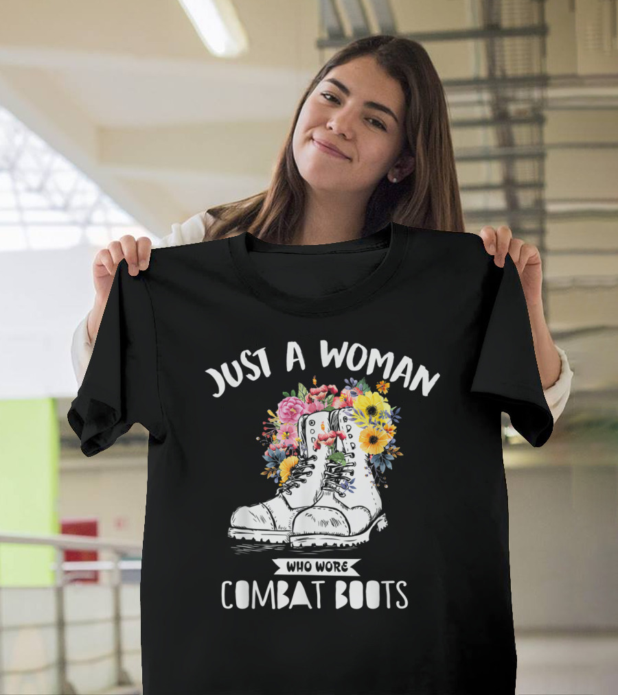Just a Woman Who Wore Combat Boots Retro Vintage T-Shirt