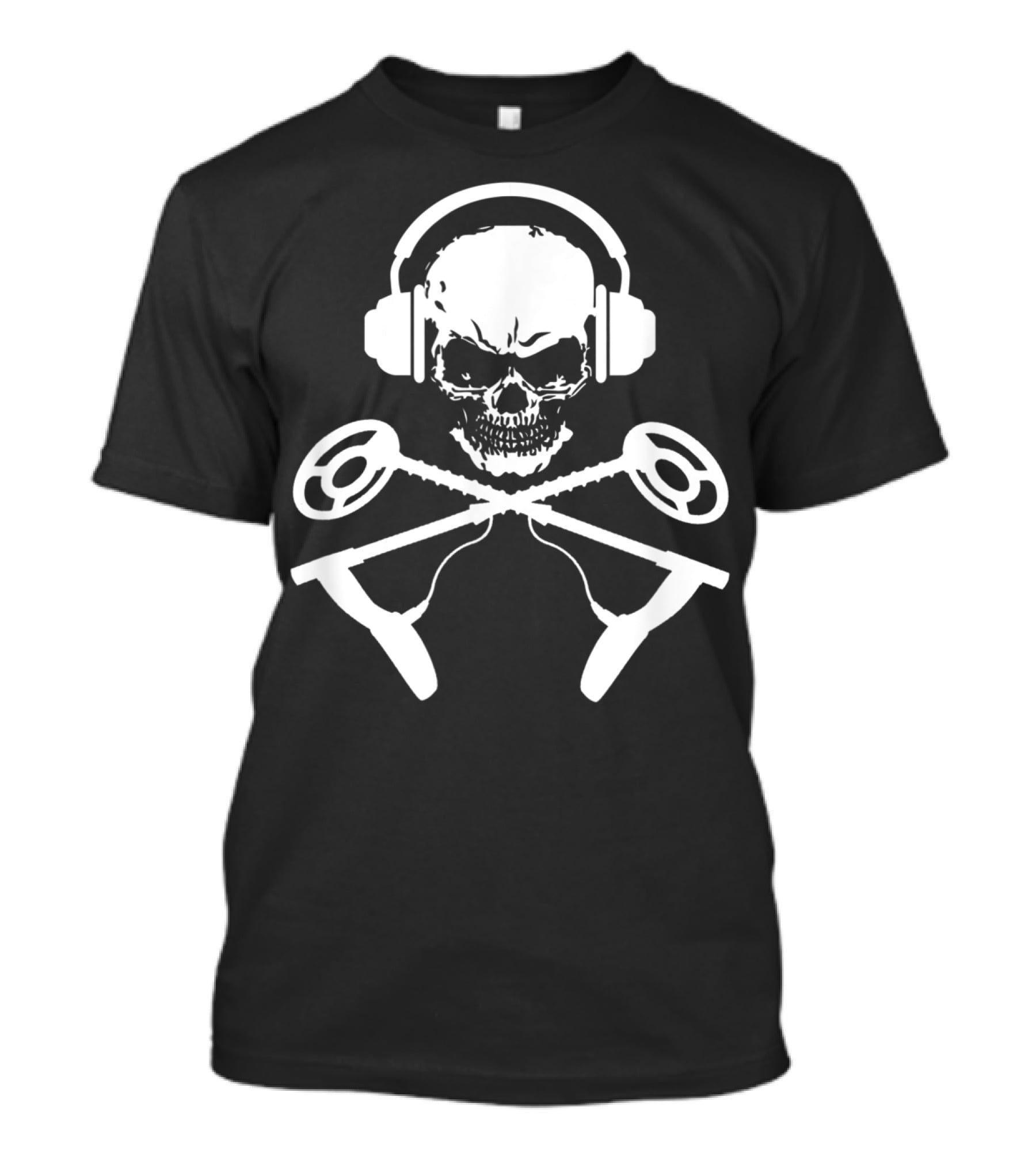 Skull Crossbones Headphones Metal Detecting T-Shirt