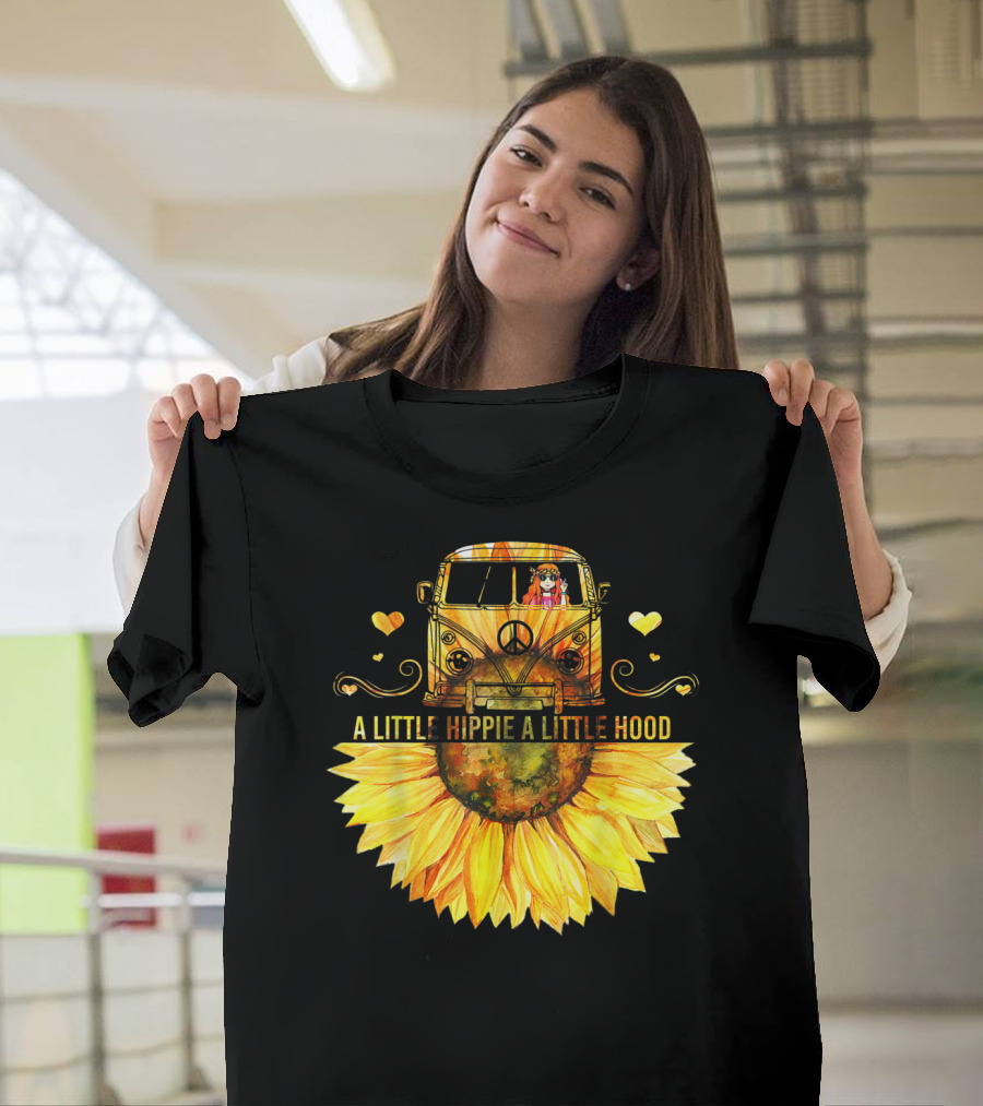 A Little Hippie A Little Hood Sunflower Bus Retro Vibes T-Shirt