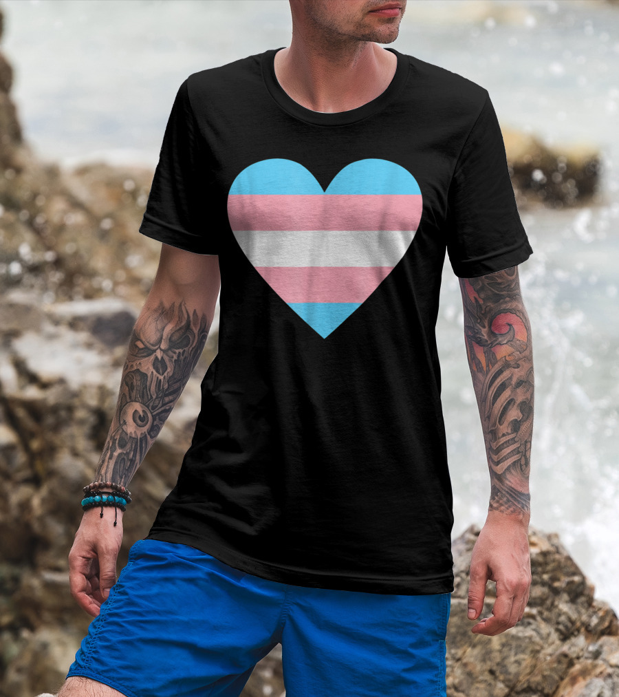 Transgender Flag Heart For Pride T-Shirt