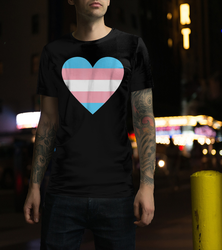 Transgender Flag Heart For Pride T-Shirt