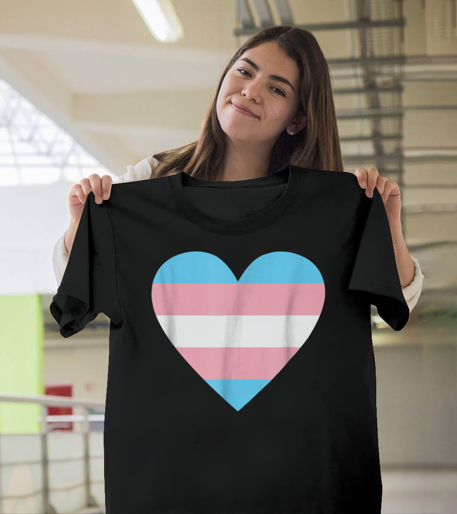 Transgender Flag Heart For Pride T-Shirt