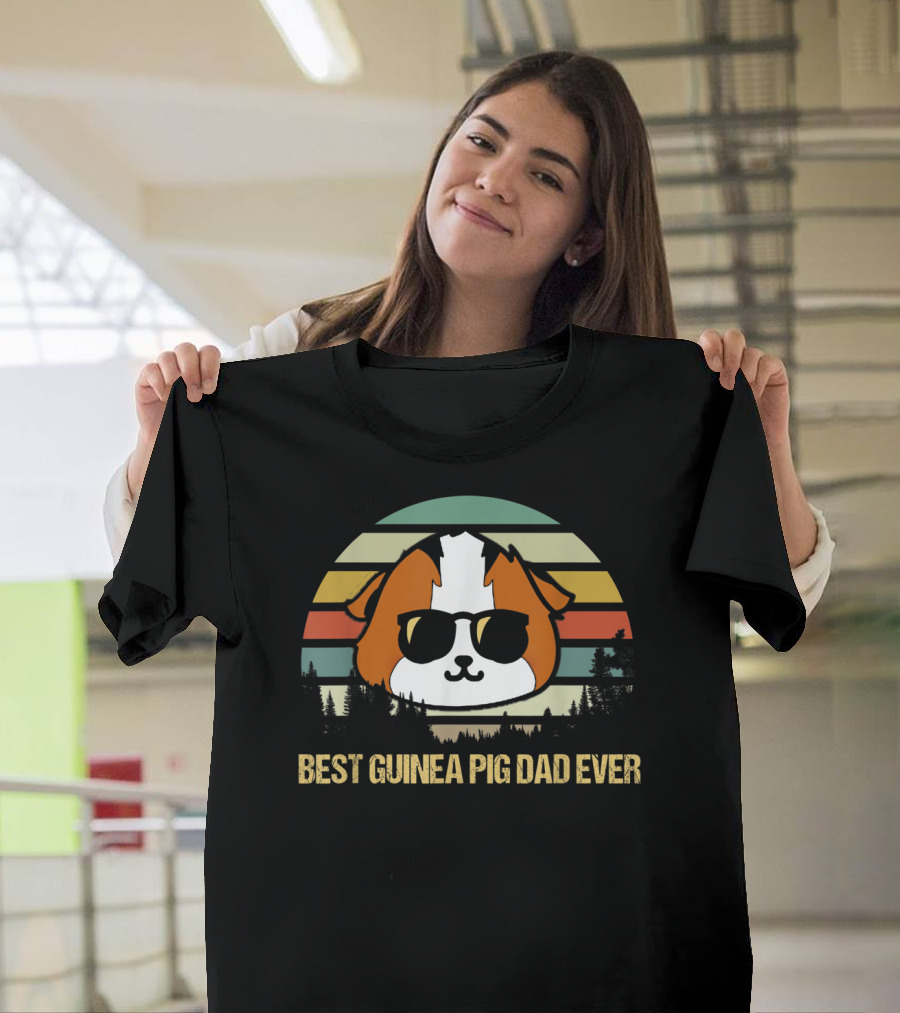 Best Guinea Pig Dad Ever Vintage Sunglasses Forest T-Shirt