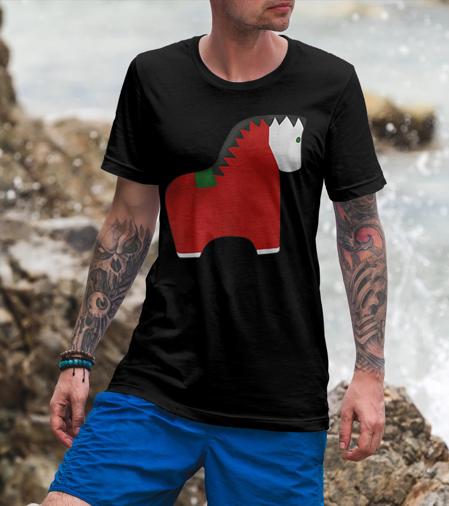 A Special Comic Horse Red Figurine With Black And White Mane T-Shirt