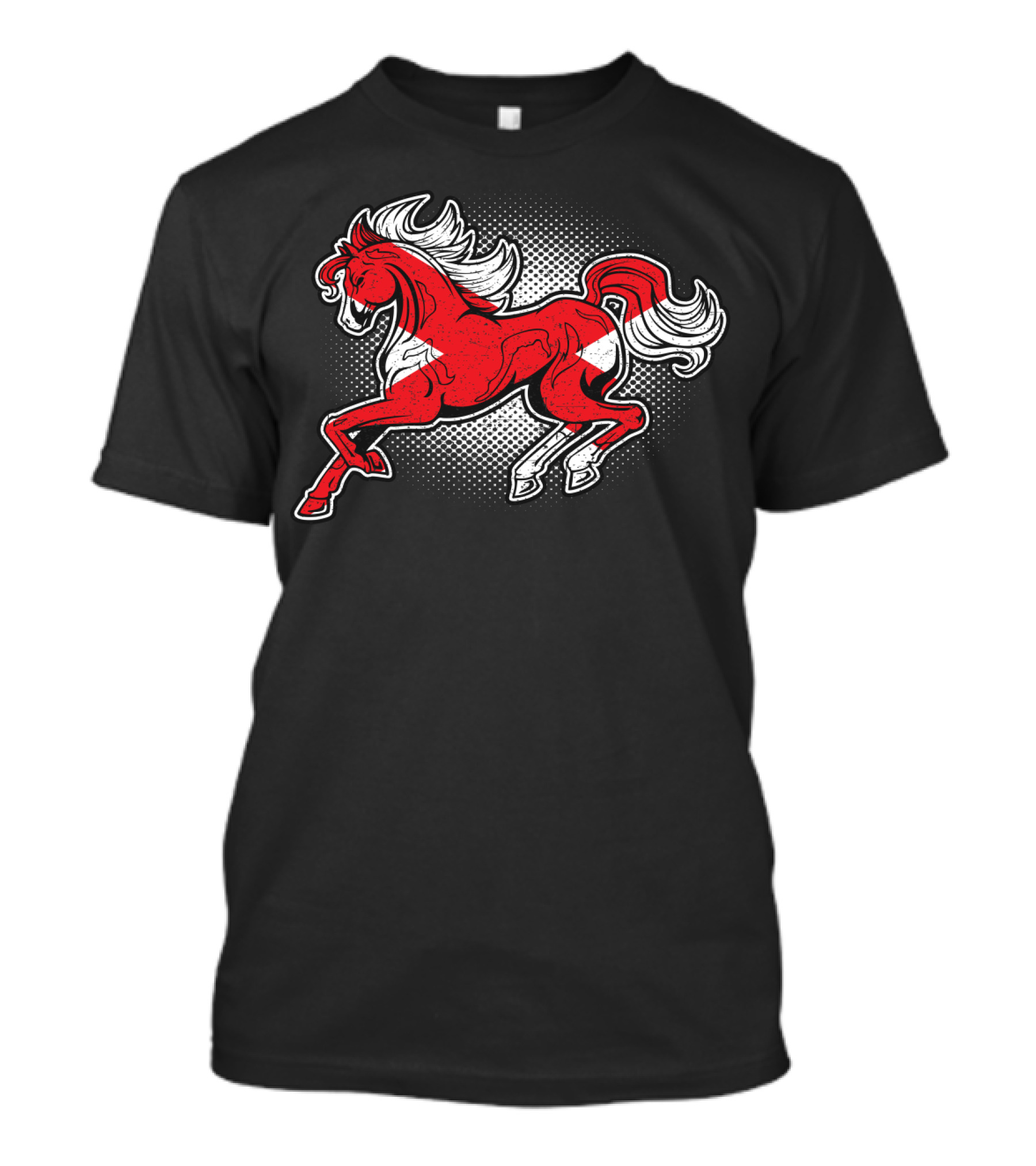 Alabama State Flag Galloping Horse Red And White Stallion T-Shirt