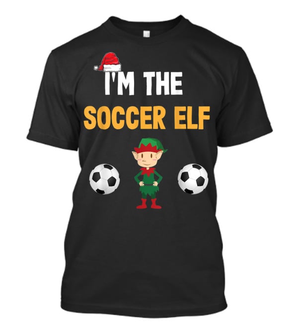 I'M THE SOCCER ELF Santa Hat Footballs T-Shirt