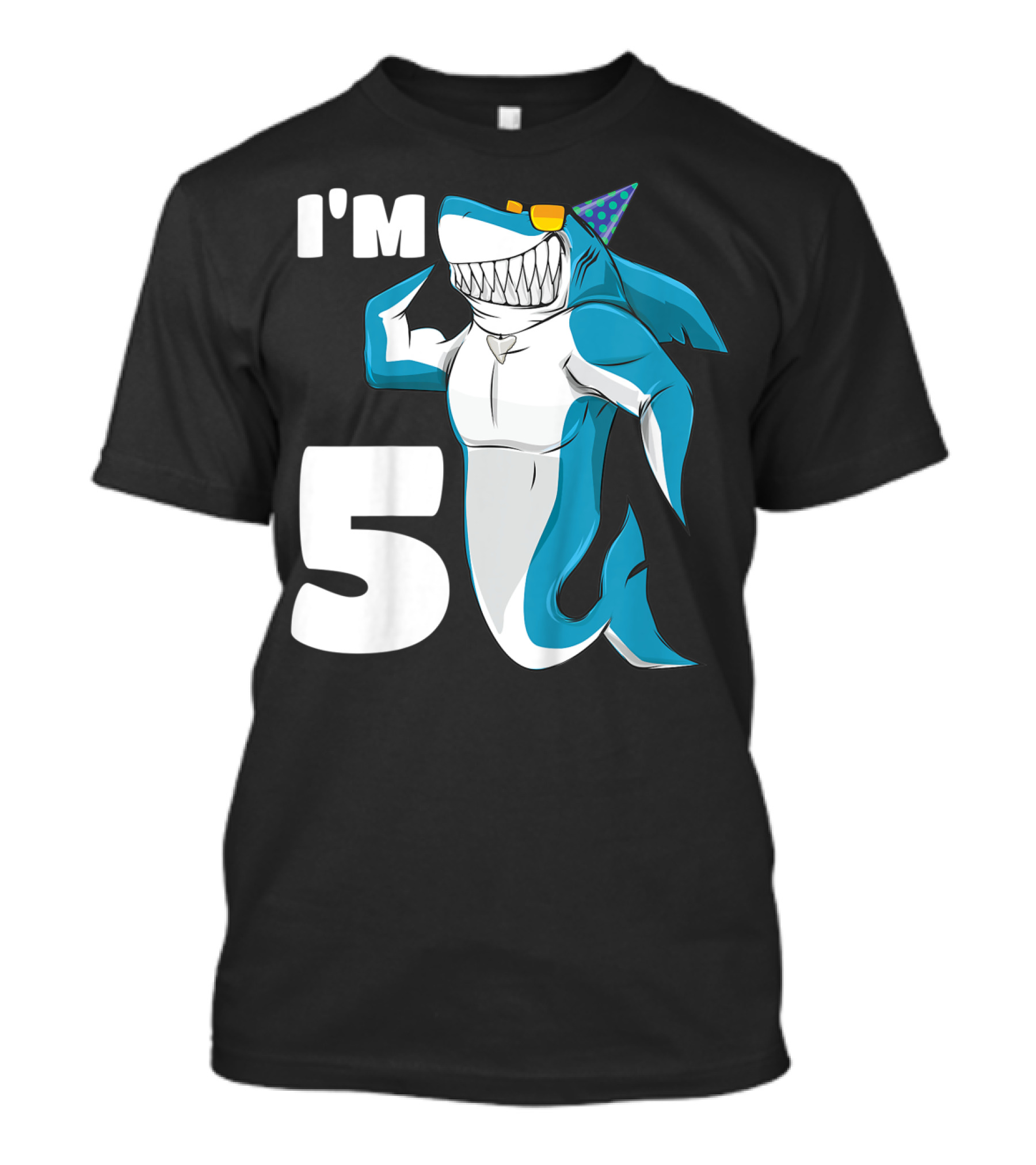 I'm 5 Muscle Shark Birthday Party Hat T-Shirt