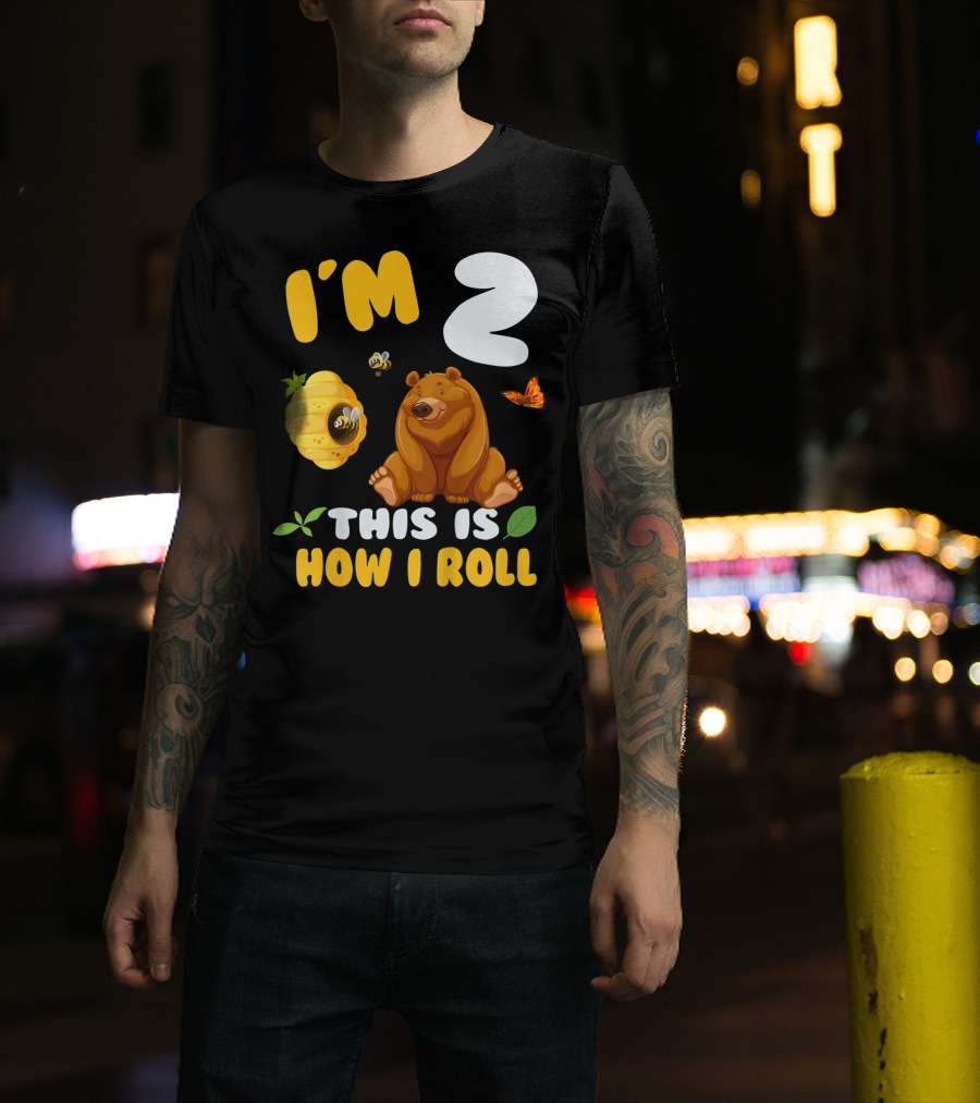 I'm 2 This Is How I Roll Bear Beehive Butterfly T-Shirt