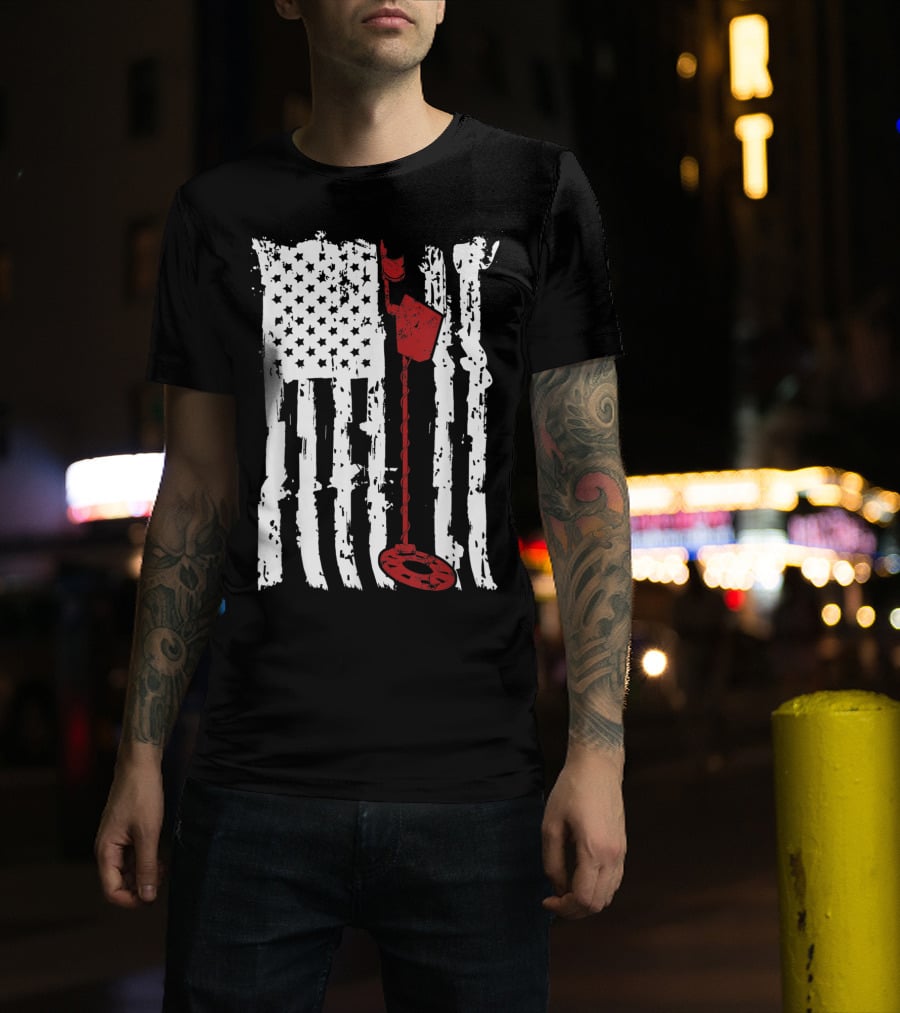 Metal Detector Vintage American Flag T-Shirt