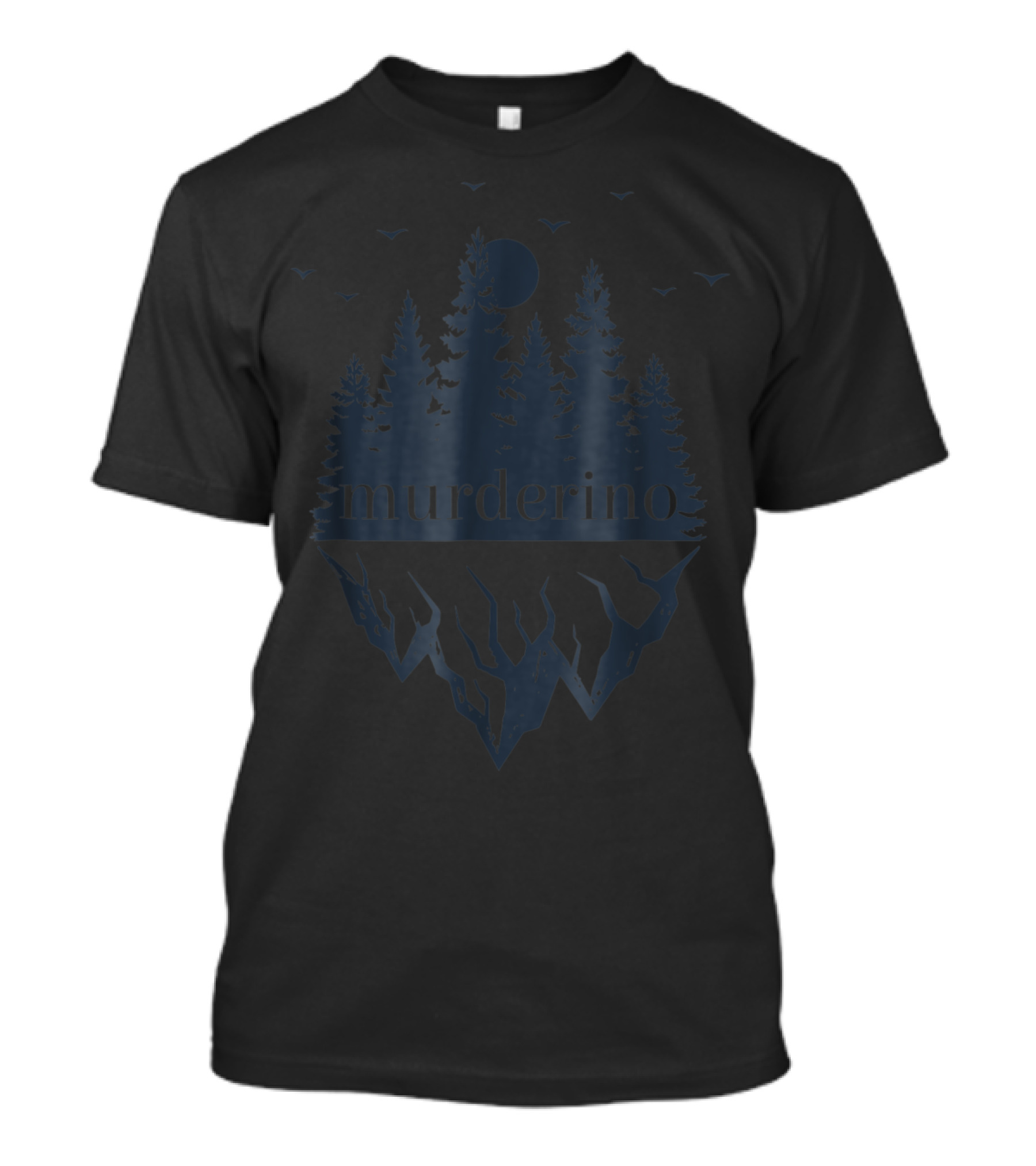 Murderino True Crime Forest Scene With Bats And Moon T-Shirt