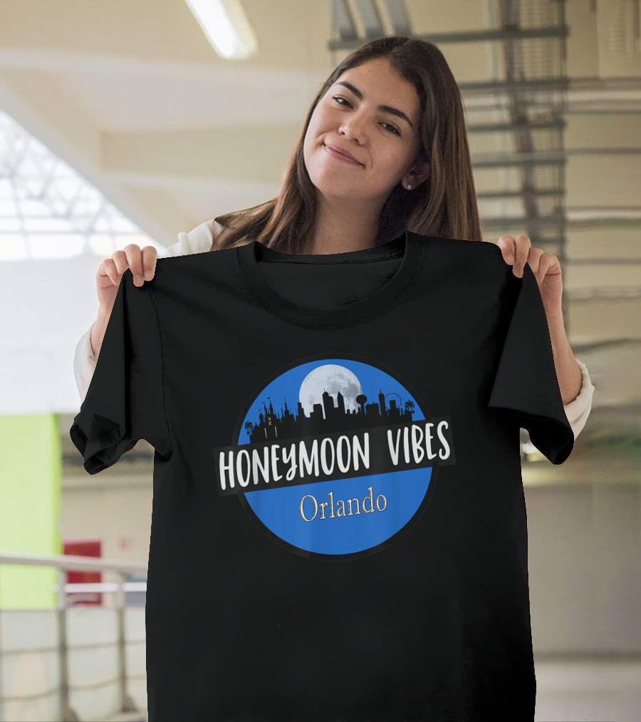 Orlando Honeymoon Vibes Newlywed Destination Moonlit Skyline T-Shirt