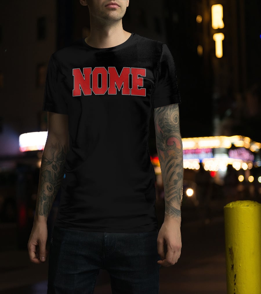 Nome Alaska Varsity Style USA Bold Red Letters T-Shirt