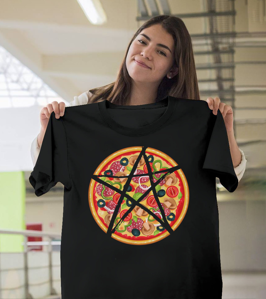 Occult Devil Pentagram Pizza Satanic T-Shirt