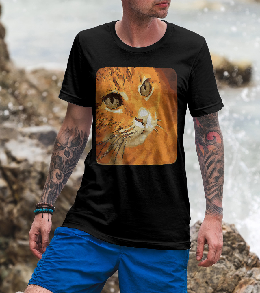 Orange Tabby Cat Face T-Shirt