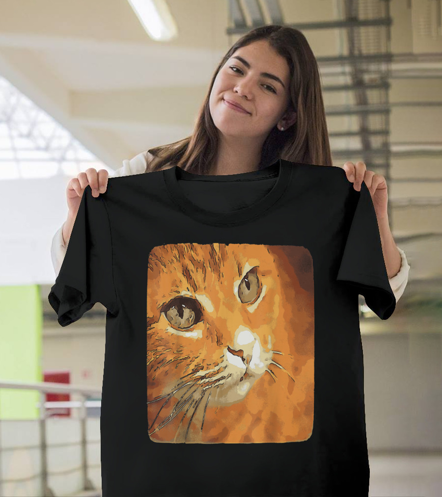 Orange Tabby Cat Face T-Shirt