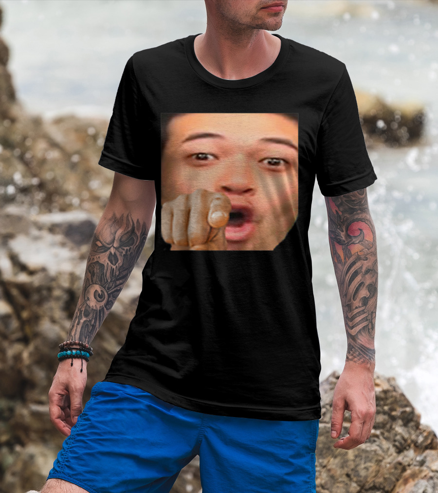 Pogyou Corner Emote Pointing Face Twitch Reaction T-Shirt