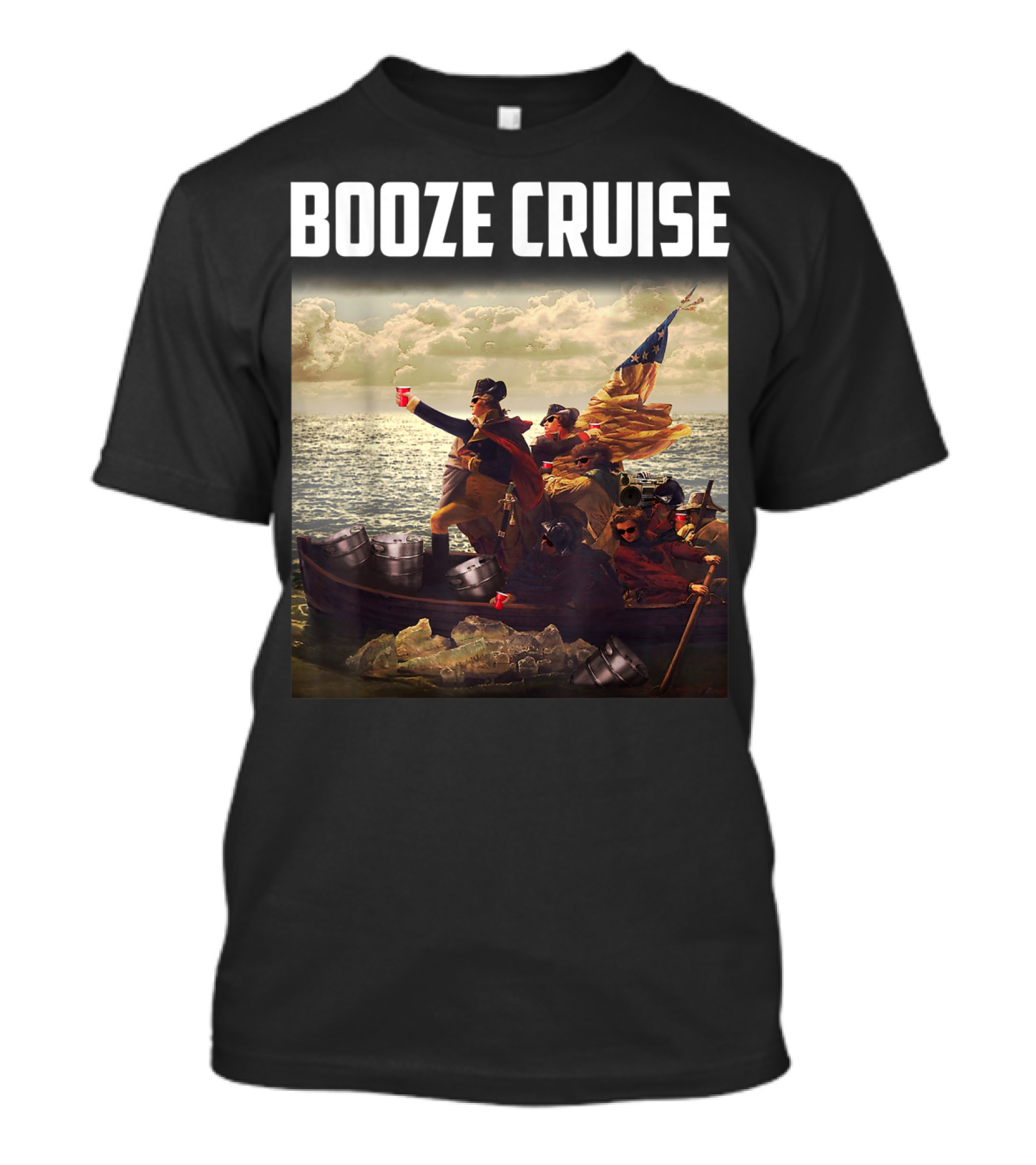 Booze Cruise Red Cups And Revolutionary Boat Party With Shades T-Shirt