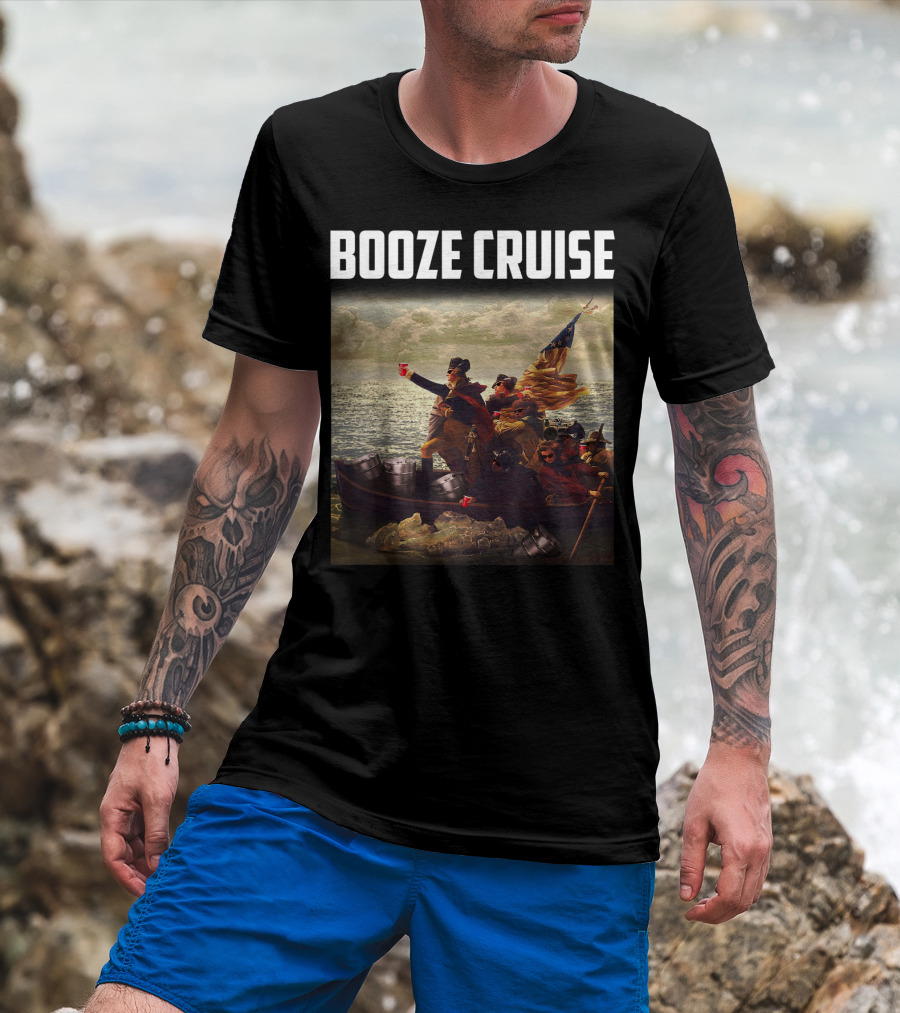 Booze Cruise Red Cups And Revolutionary Boat Party With Shades T-Shirt