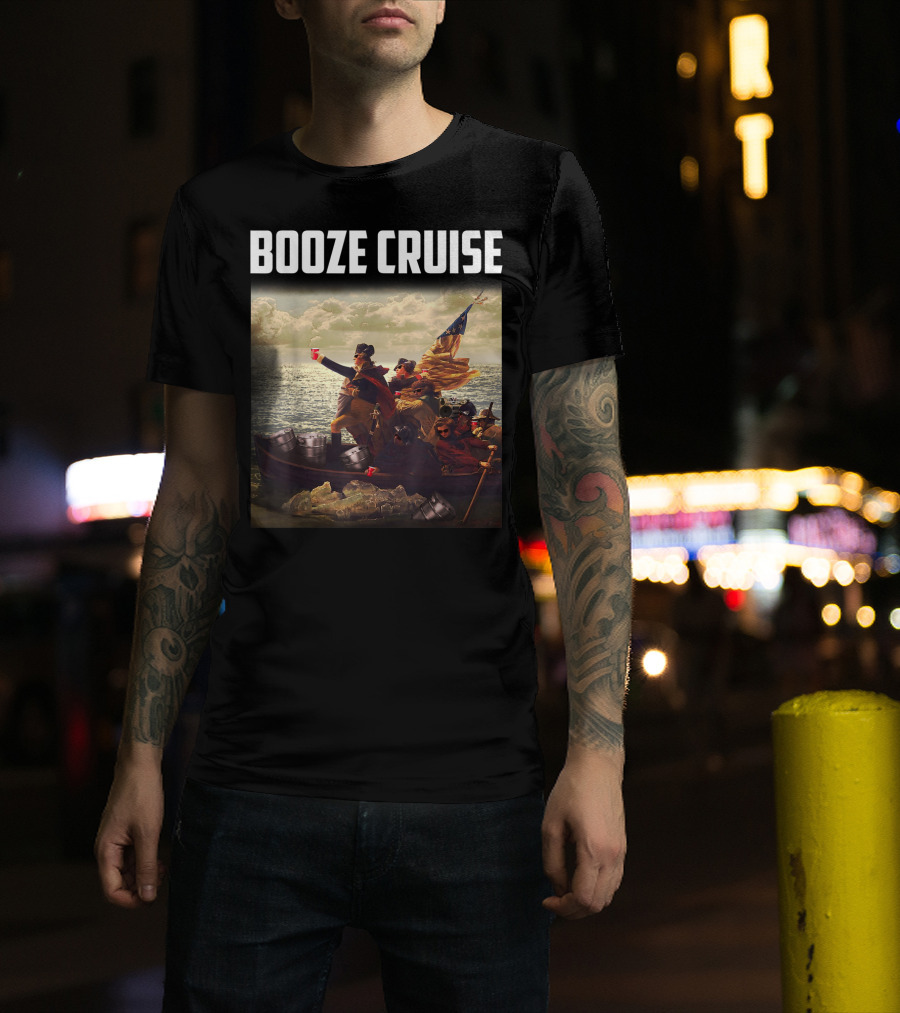 Booze Cruise Red Cups And Revolutionary Boat Party With Shades T-Shirt