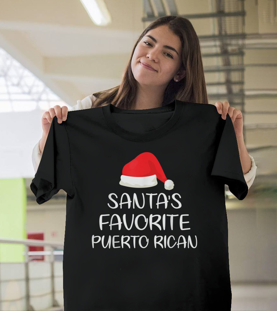 Santa's Favorite Puerto Rican Santa Hat T-Shirt