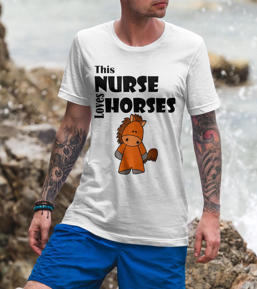This Nurse Loves Horses Cartoon T-Shirt