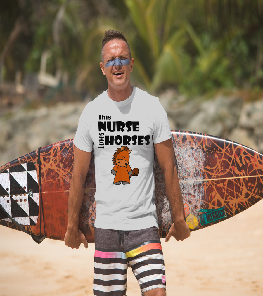 This Nurse Loves Horses Cartoon T-Shirt