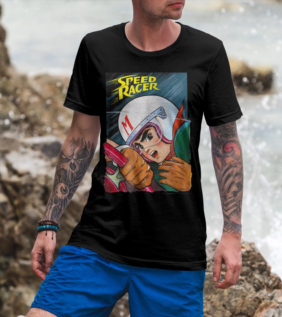 Speed Racer Close Up Helmet And Steering Wheel Action T-Shirt