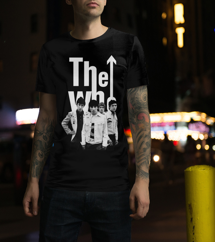 The Who 60's Black And White Band Photo With Iconic Arrow T-Shirt