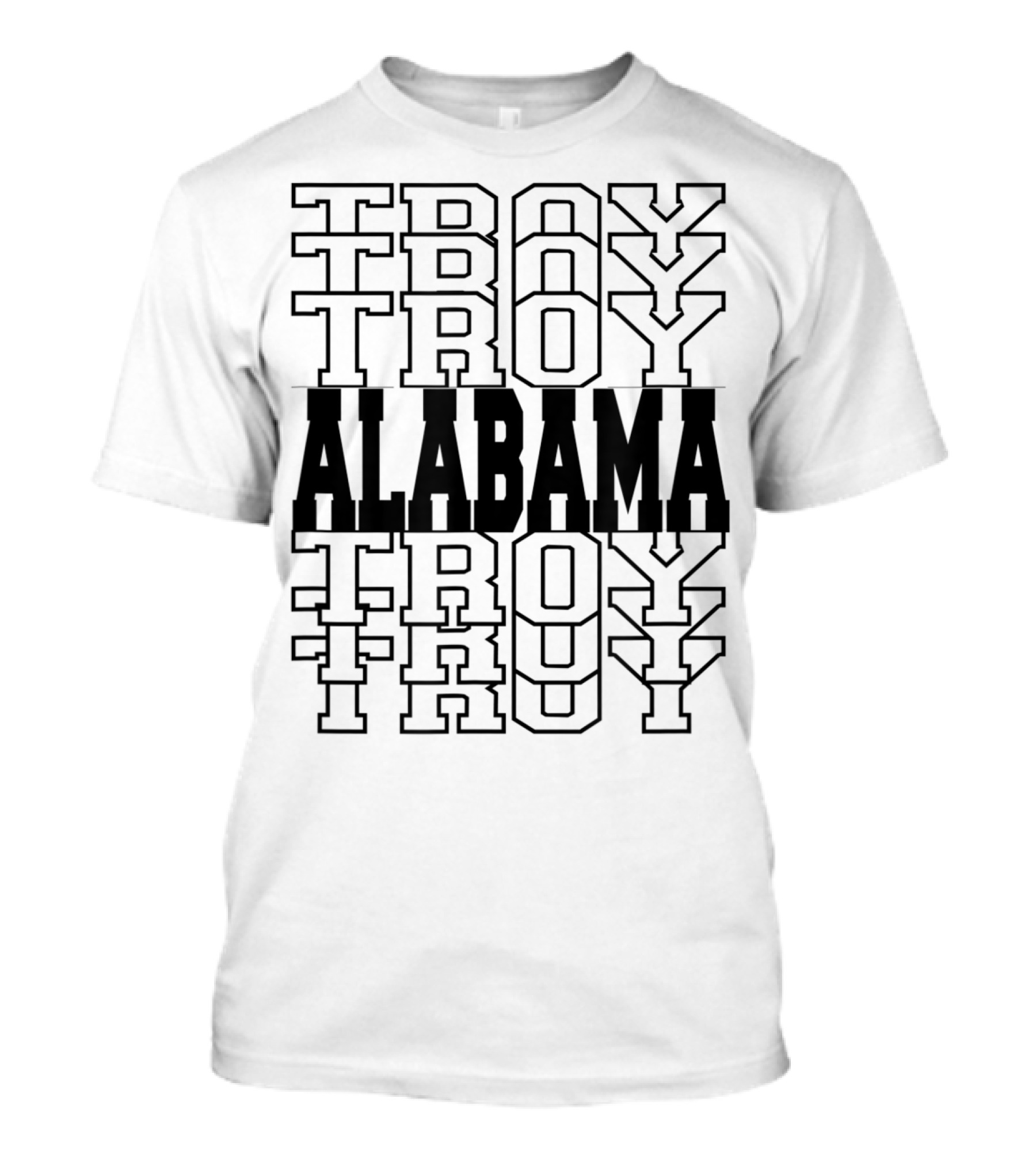 Troy Alabama Retro Athletic Style Stacked Typography T-Shirt