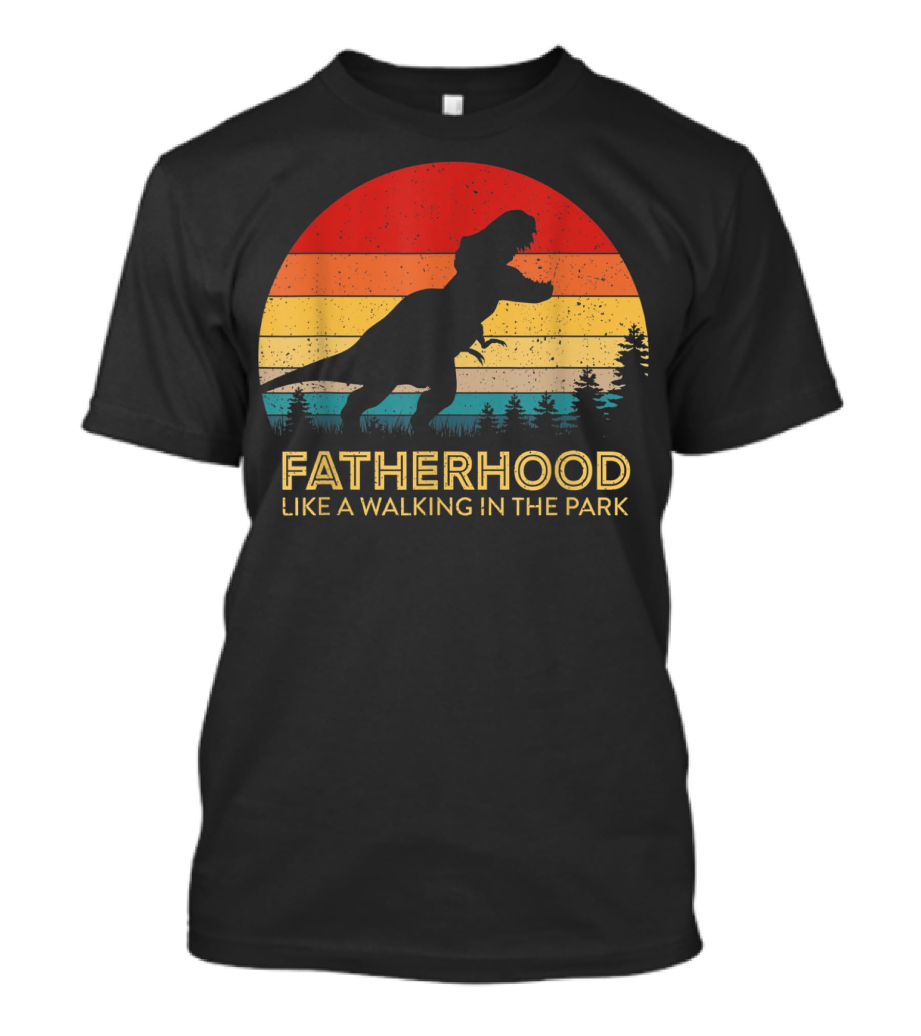 Fatherhood Like A Walking In The Park Vintage Father Retro T-Rex T-Shirt