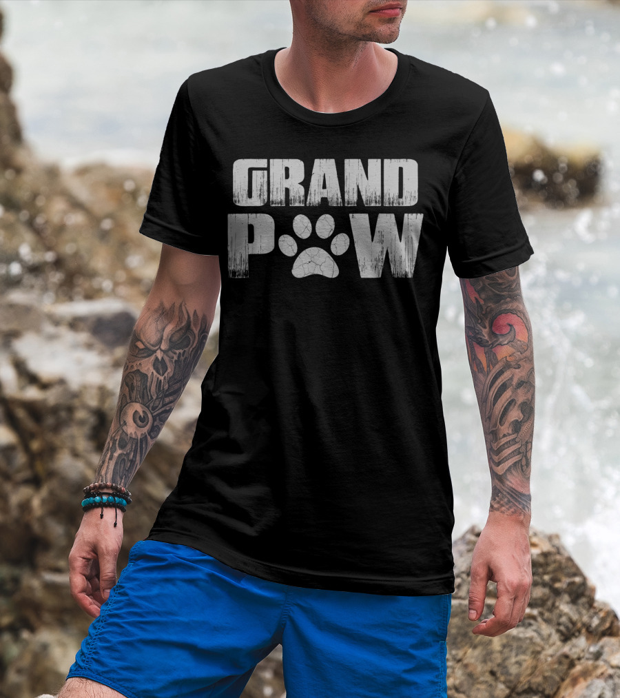 Funny Dog Grand Paw Puppy Lover Grandp Paw Prints T-Shirt