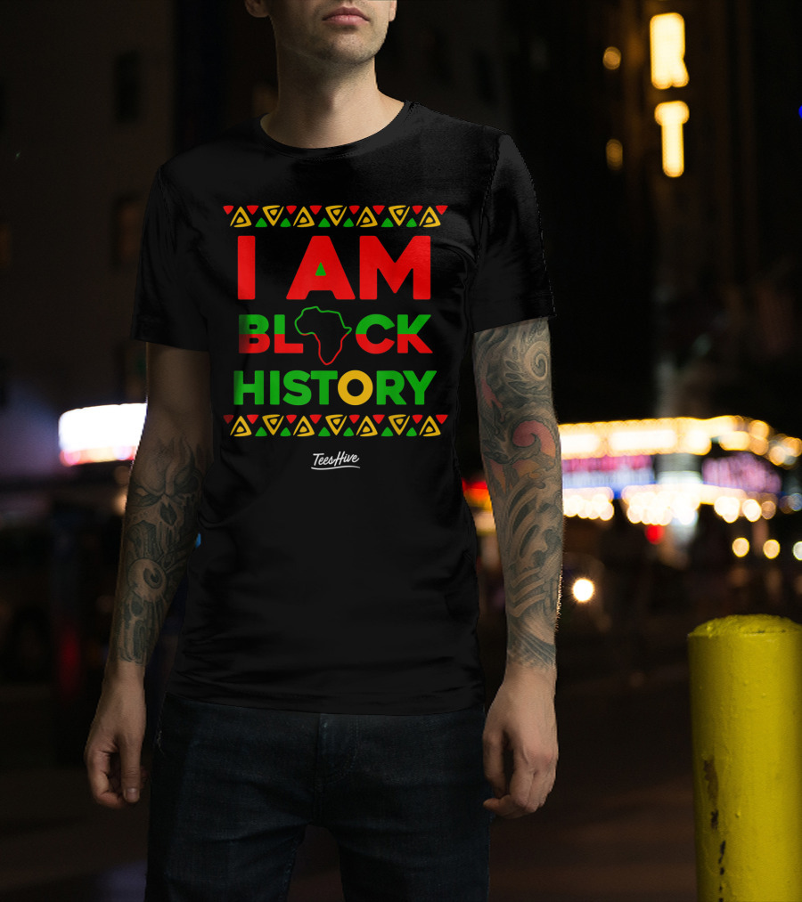 I Am Black History African American Black Pride Africa Map TeesHive T-Shirt