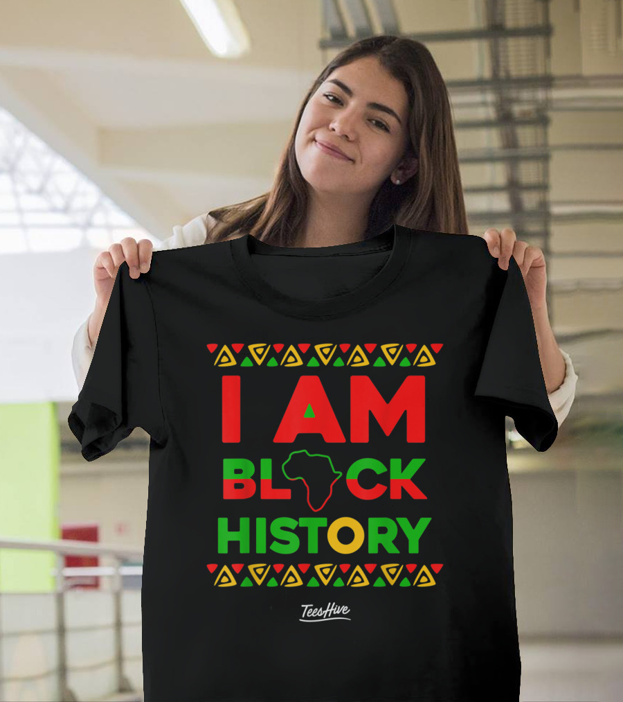 I Am Black History African American Black Pride Africa Map TeesHive T-Shirt