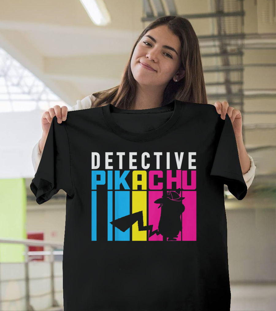 Detective Pikachu Silhouette Color Blocks Kids Pikachu T-Shirt