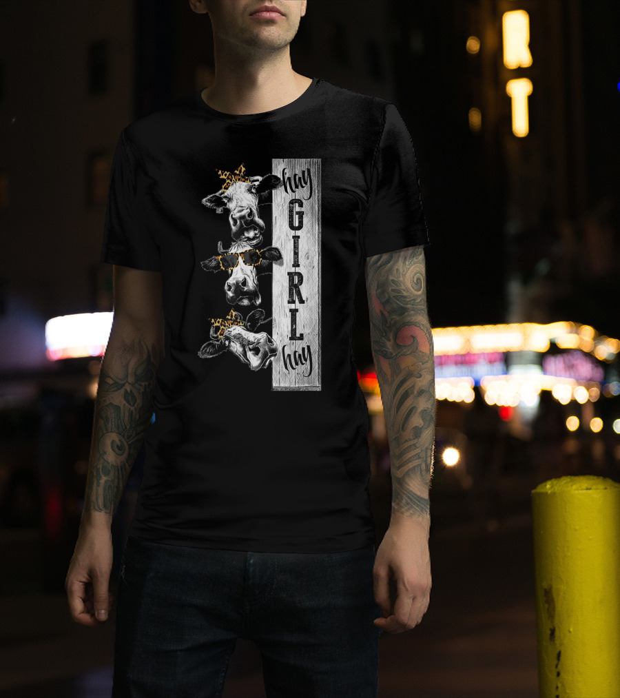 Leopard Bandana Cow Hay Girl Hay Heifer Trio T-Shirt