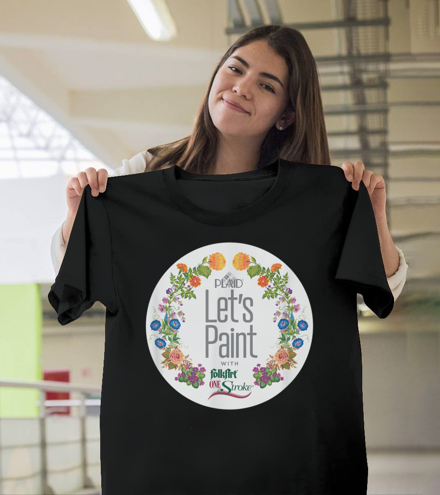 PLAID Let's Paint With FolkArt One Stroke Floral Circle T-Shirt