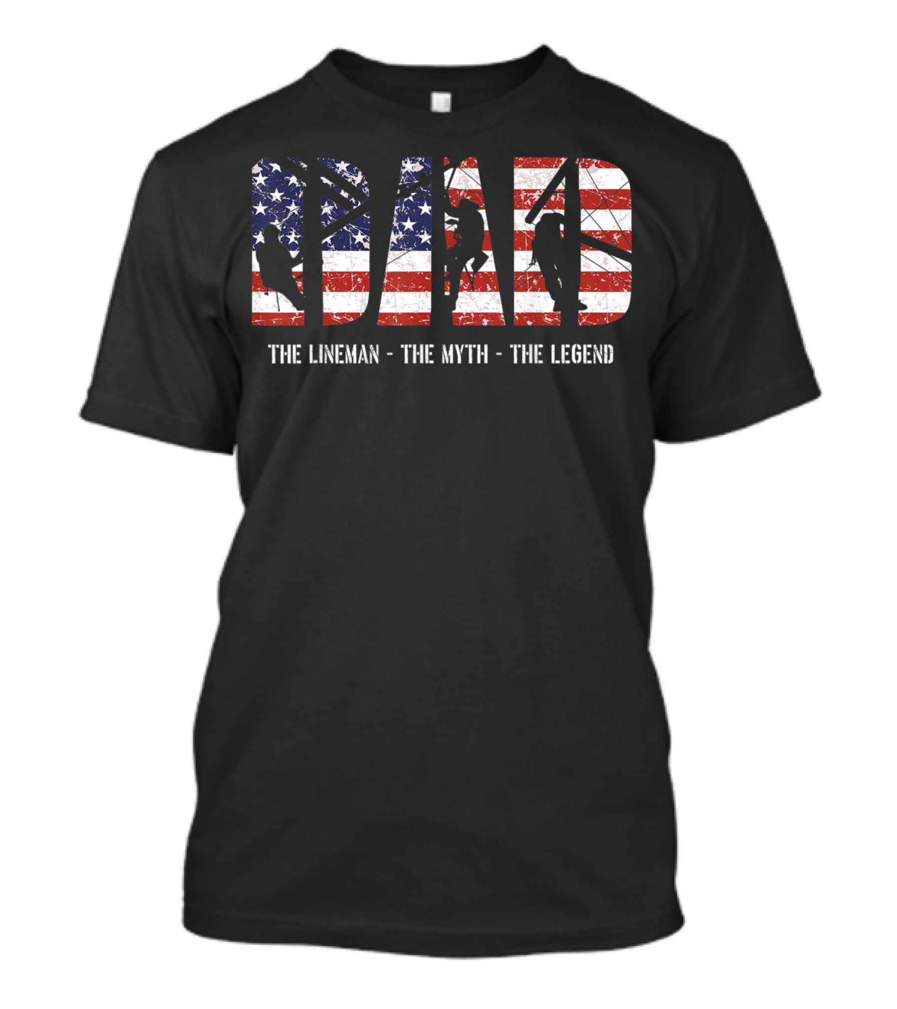 Dad Lineman Myth Legend American Flag T-Shirt