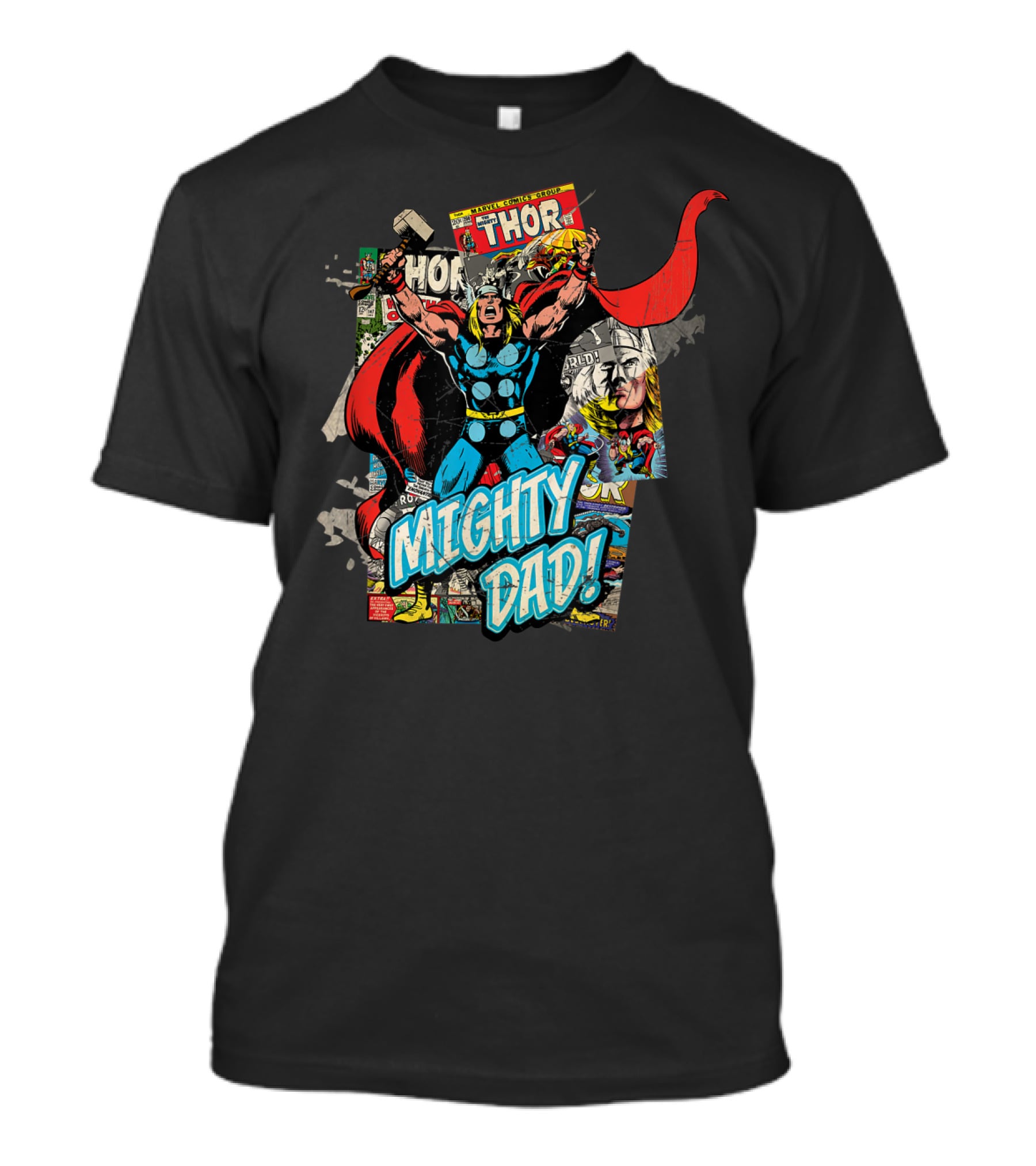 Mighty Dad Marvel Thor Comic Collage T-Shirt