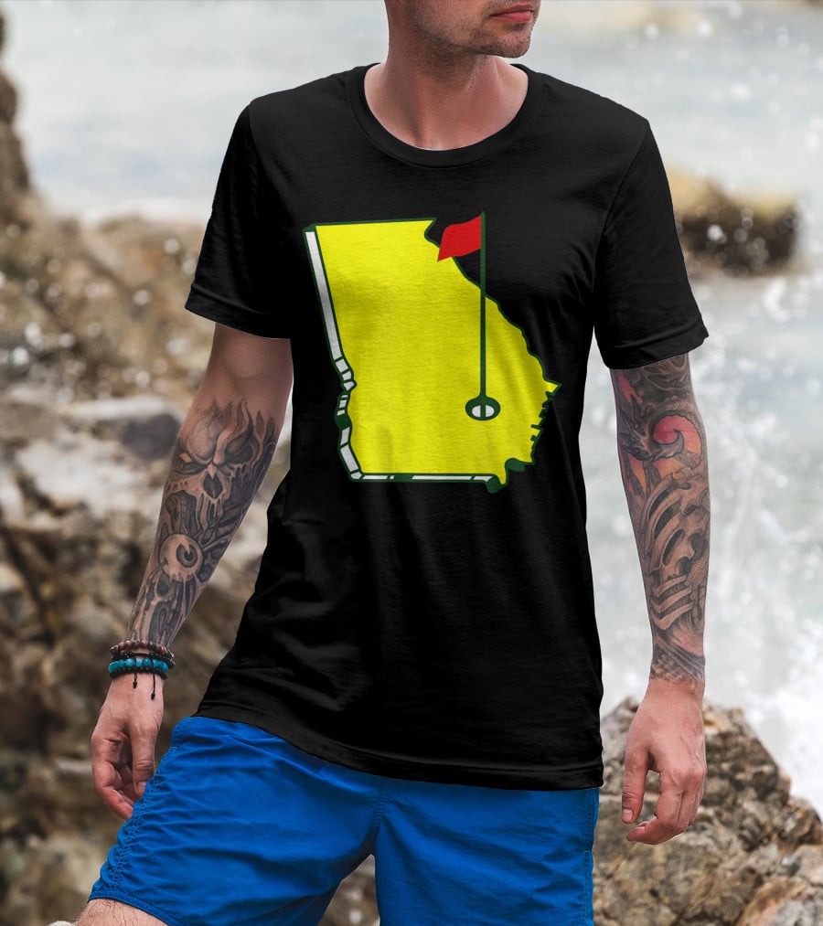 Master Golf Georgia State Map Red Flag T-Shirt